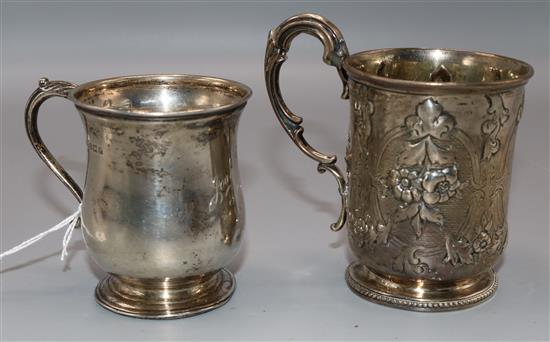 2 silver christening mugs